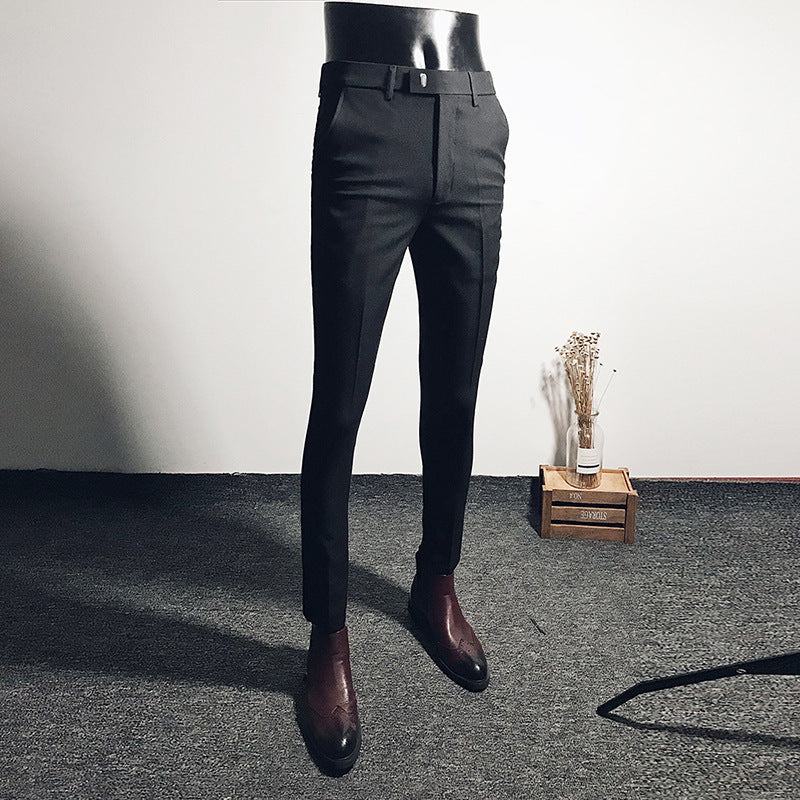 Business Casual British Trousers Men's Black Stretch