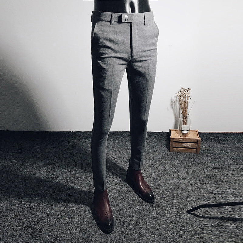 Business Casual British Trousers Men's Black Stretch