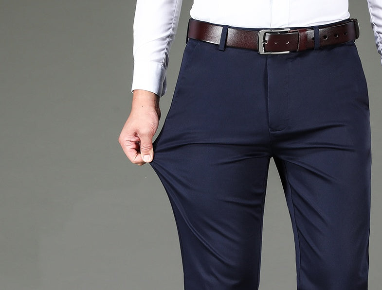 Loose straight middle-aged business trousers