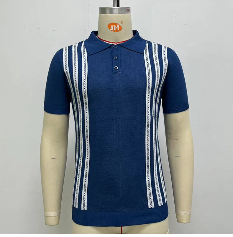 Short Sleeved Sweater Striped Polo