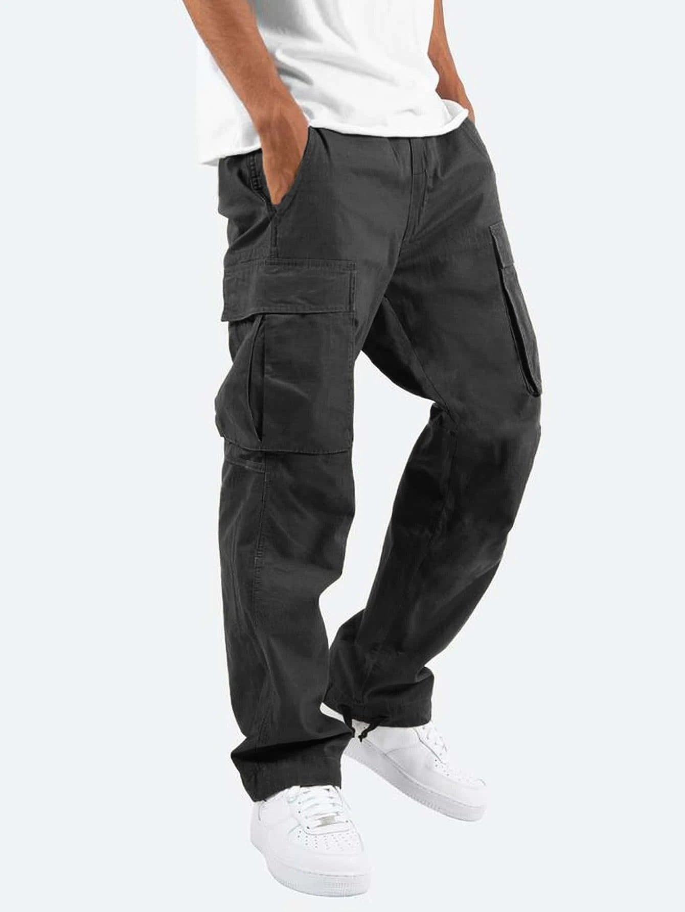 Drawstring Multi Pocket Casual Pants