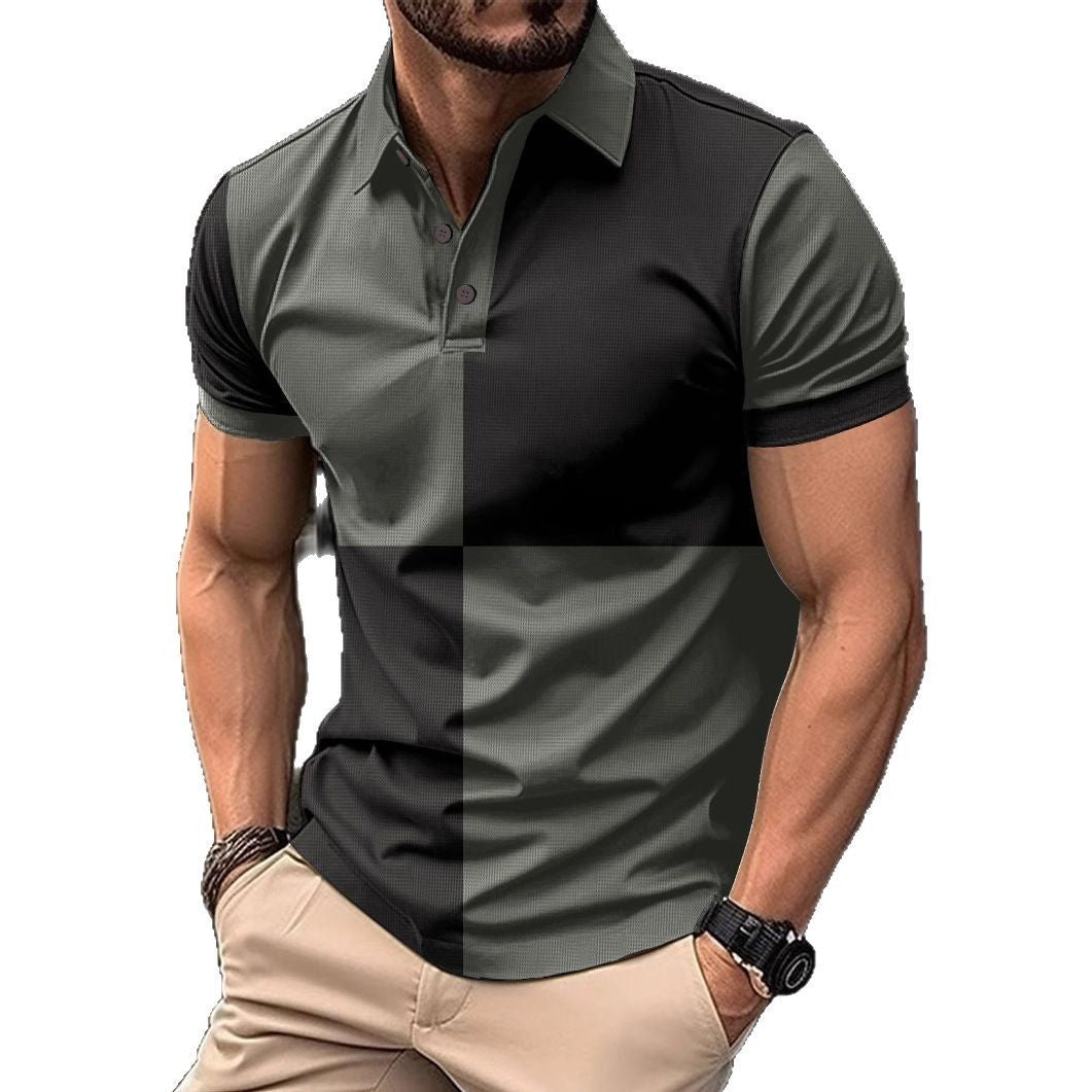 Casual Sports Short Sleeve Color Stitching Polo