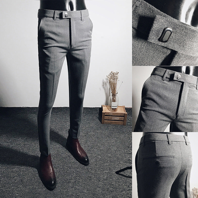 Business Casual British Trousers Men's Black Stretch