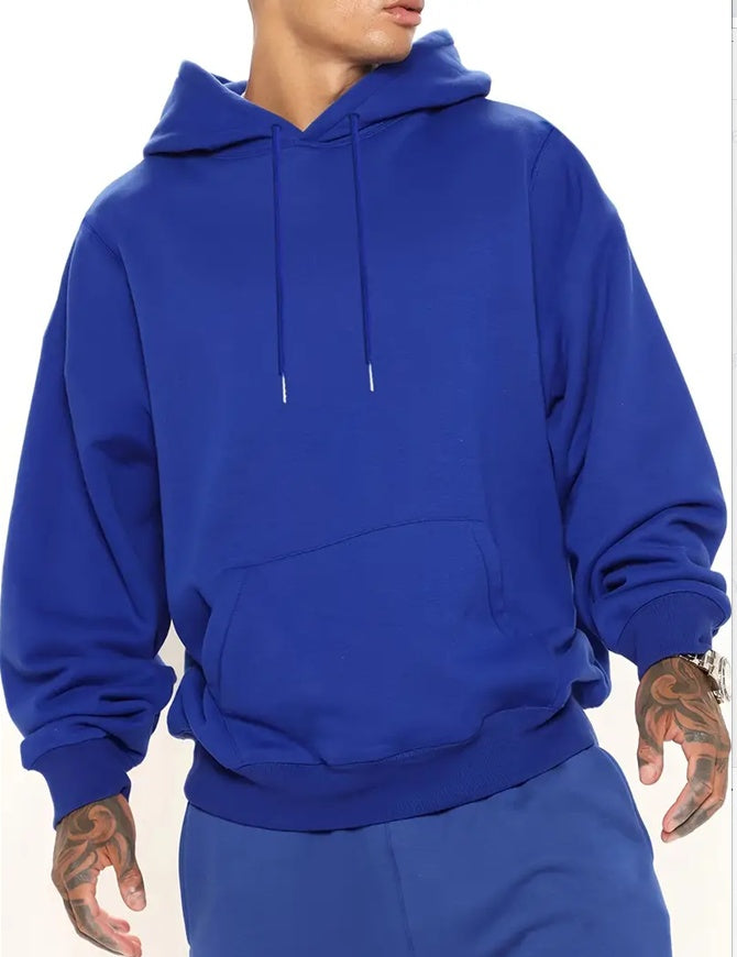 Men Solid Color Hooded