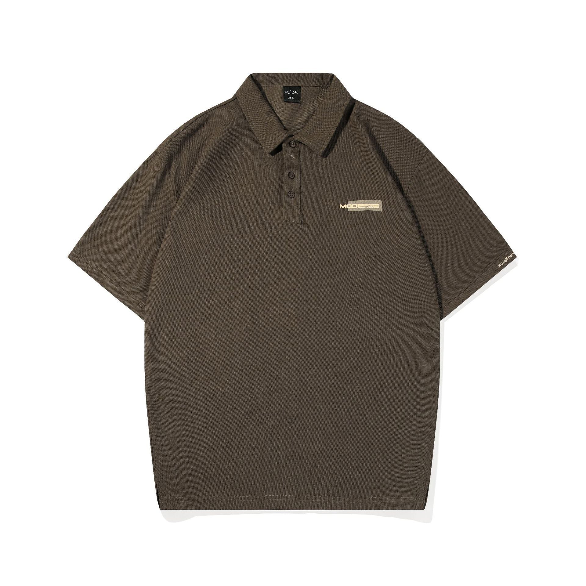 Retro Texture Embroidered Polo T shirt