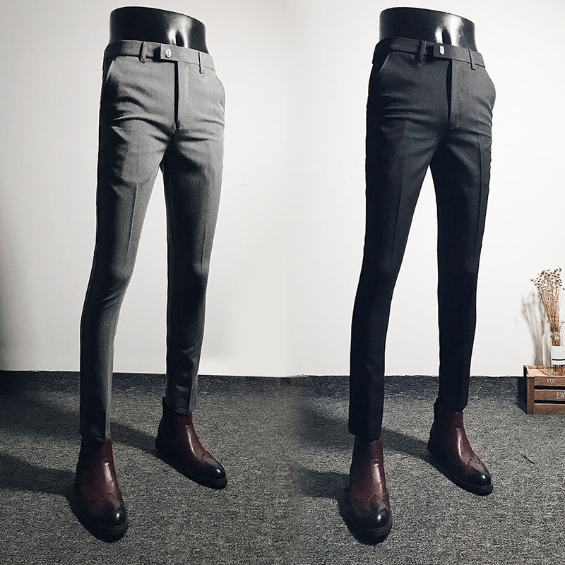 Business Casual British Trousers Men's Black Stretch