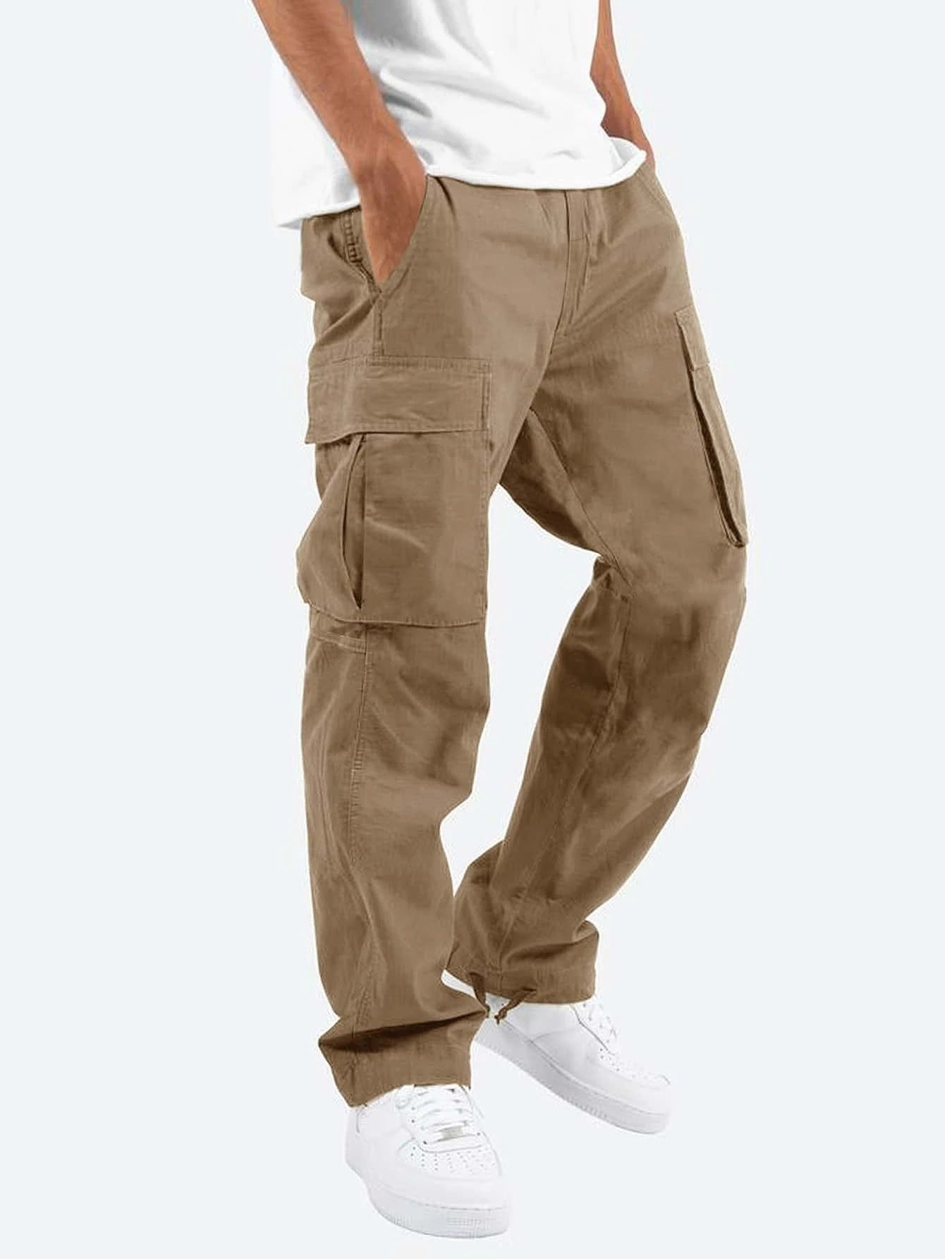 Drawstring Multi Pocket Casual Pants