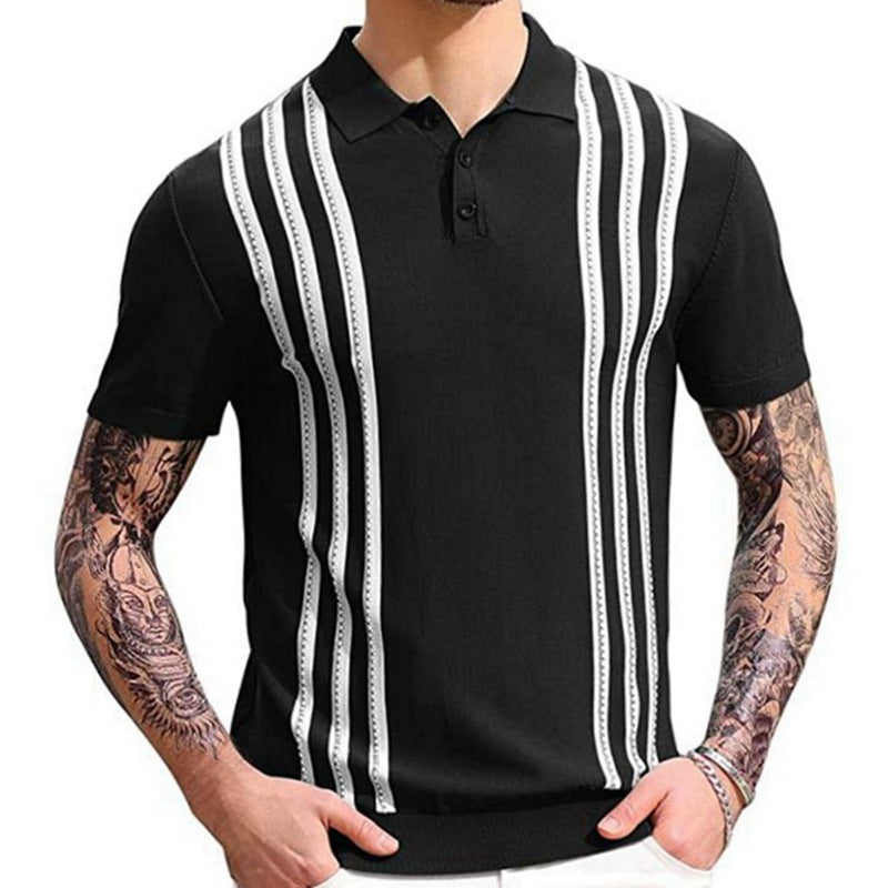 Short Sleeved Sweater Striped Polo