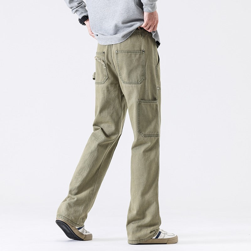 Washed Distressed Army Green Jeans