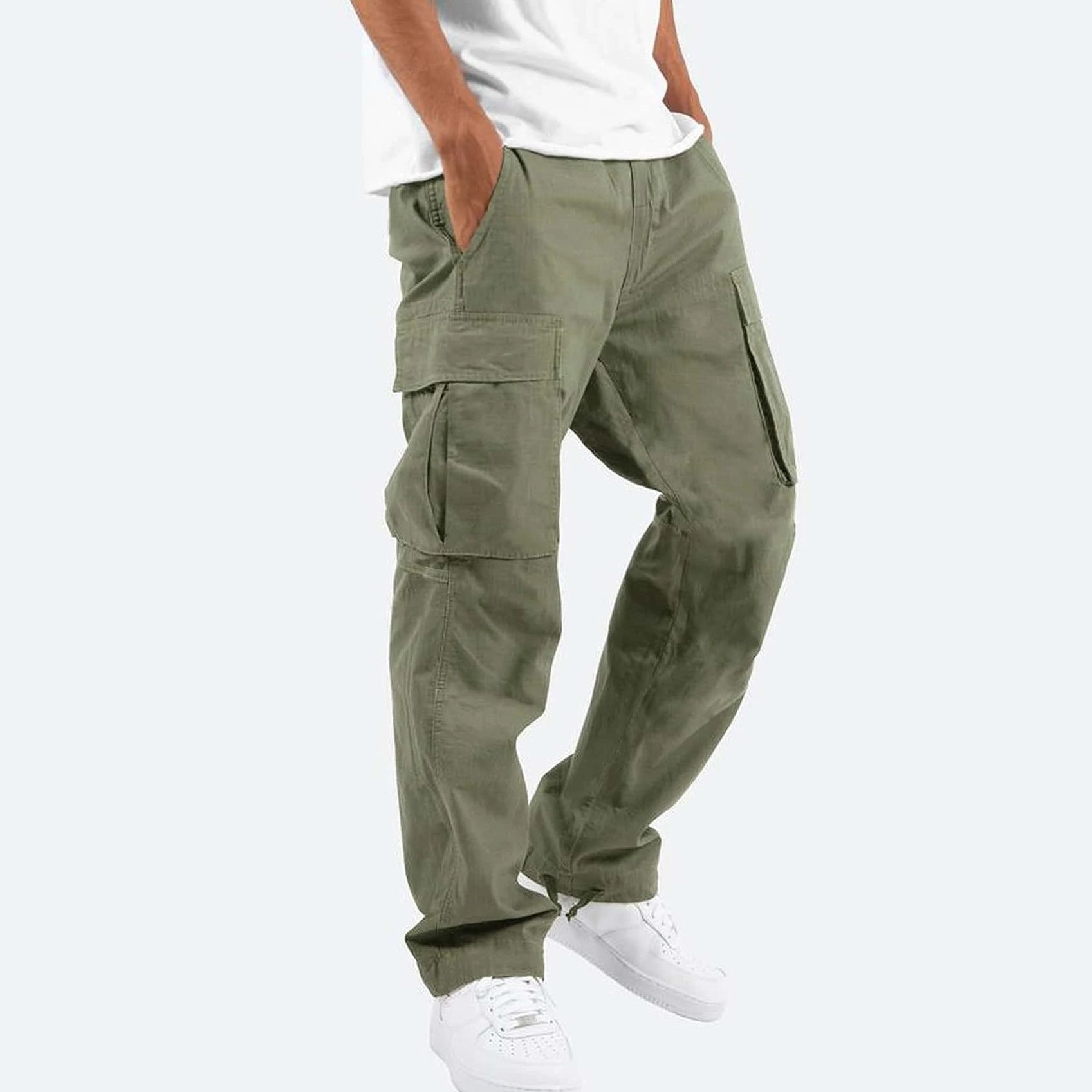 Drawstring Multi Pocket Casual Pants