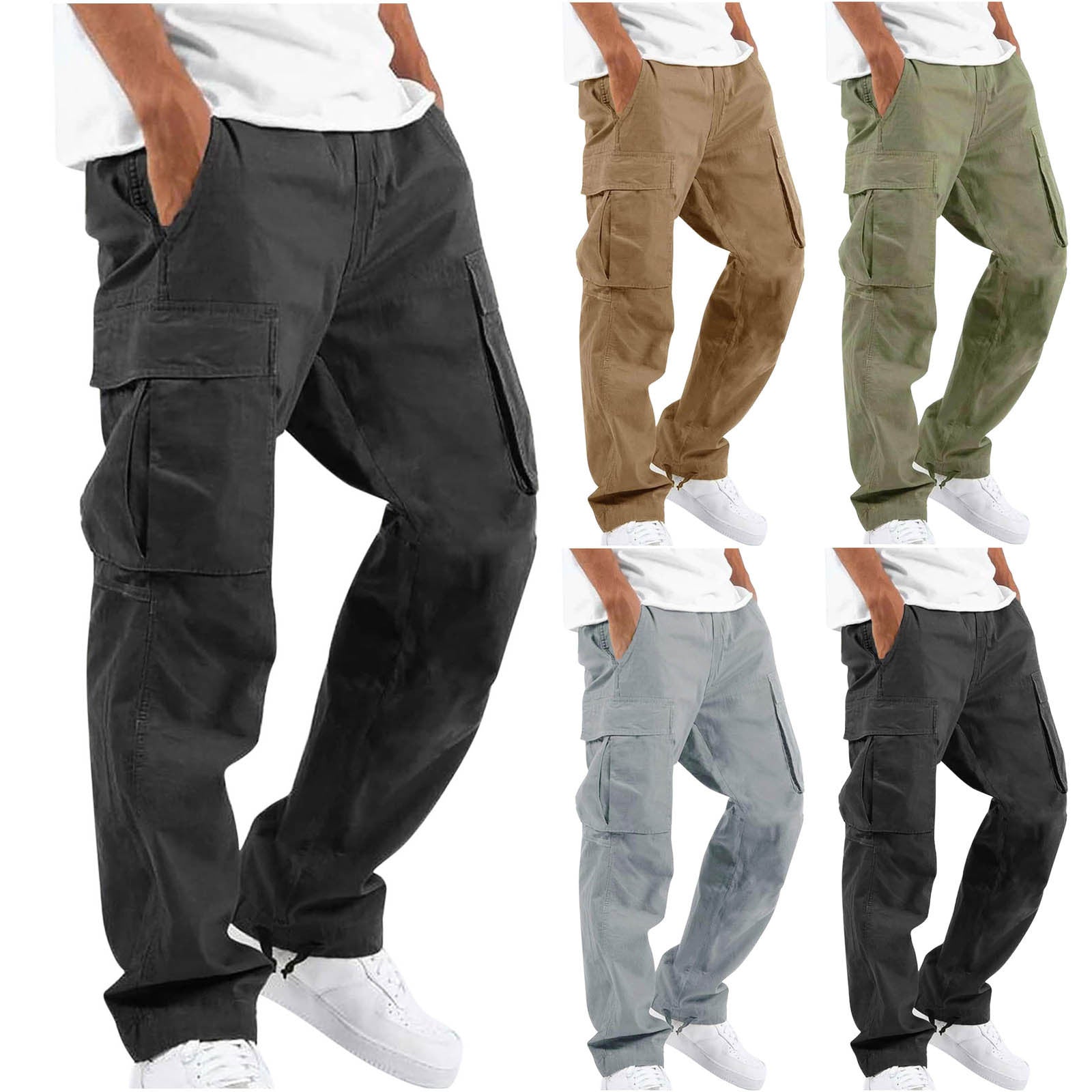 Drawstring Multi Pocket Casual Pants