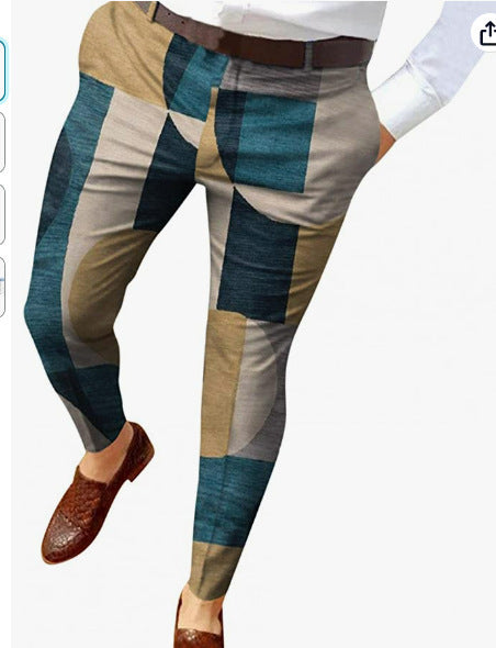Men's Business Casual Trousers 3D Plaid