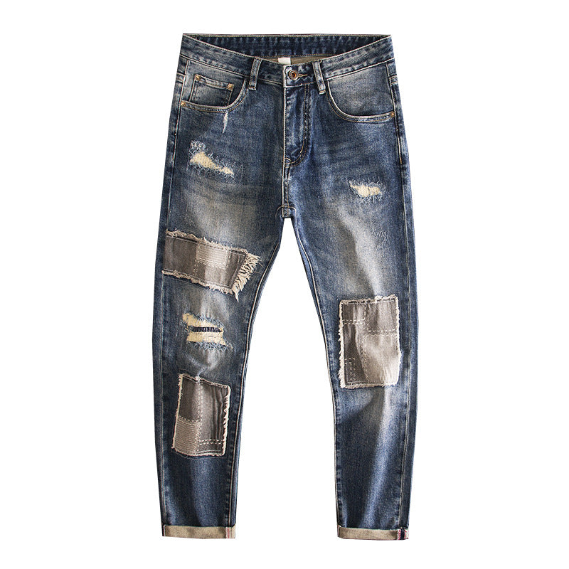 Ripped Patch Jeans For Men