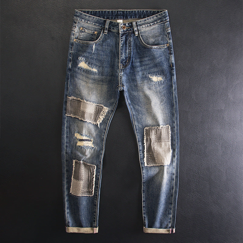 Ripped Patch Jeans For Men