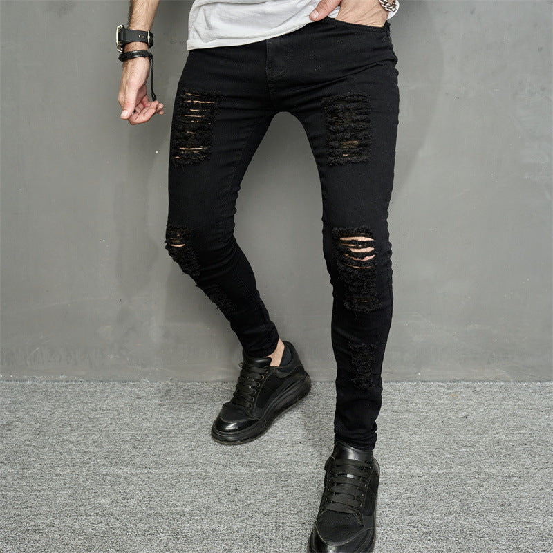 Men Leisure Ripped Denim