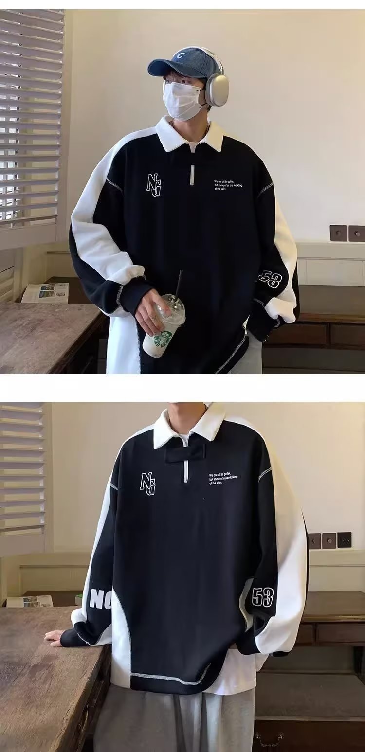 Off the shoulder Lapel Polo Shirt Couple Coat