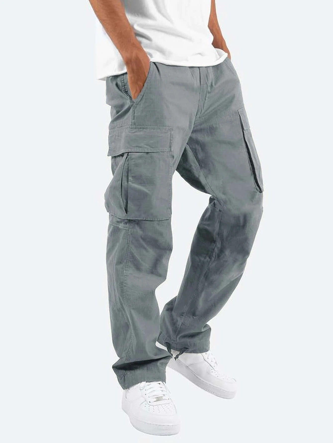 Drawstring Multi Pocket Casual Pants