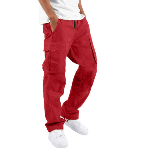Drawstring Multi Pocket Casual Pants