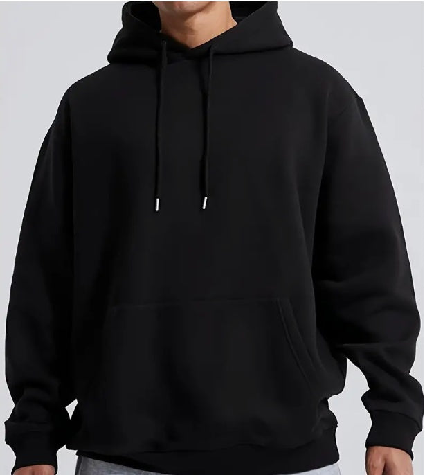 Men Solid Color Hooded