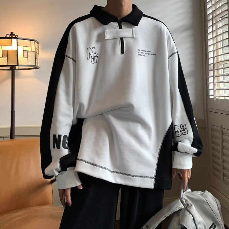 Off the shoulder Lapel Polo Shirt Couple Coat