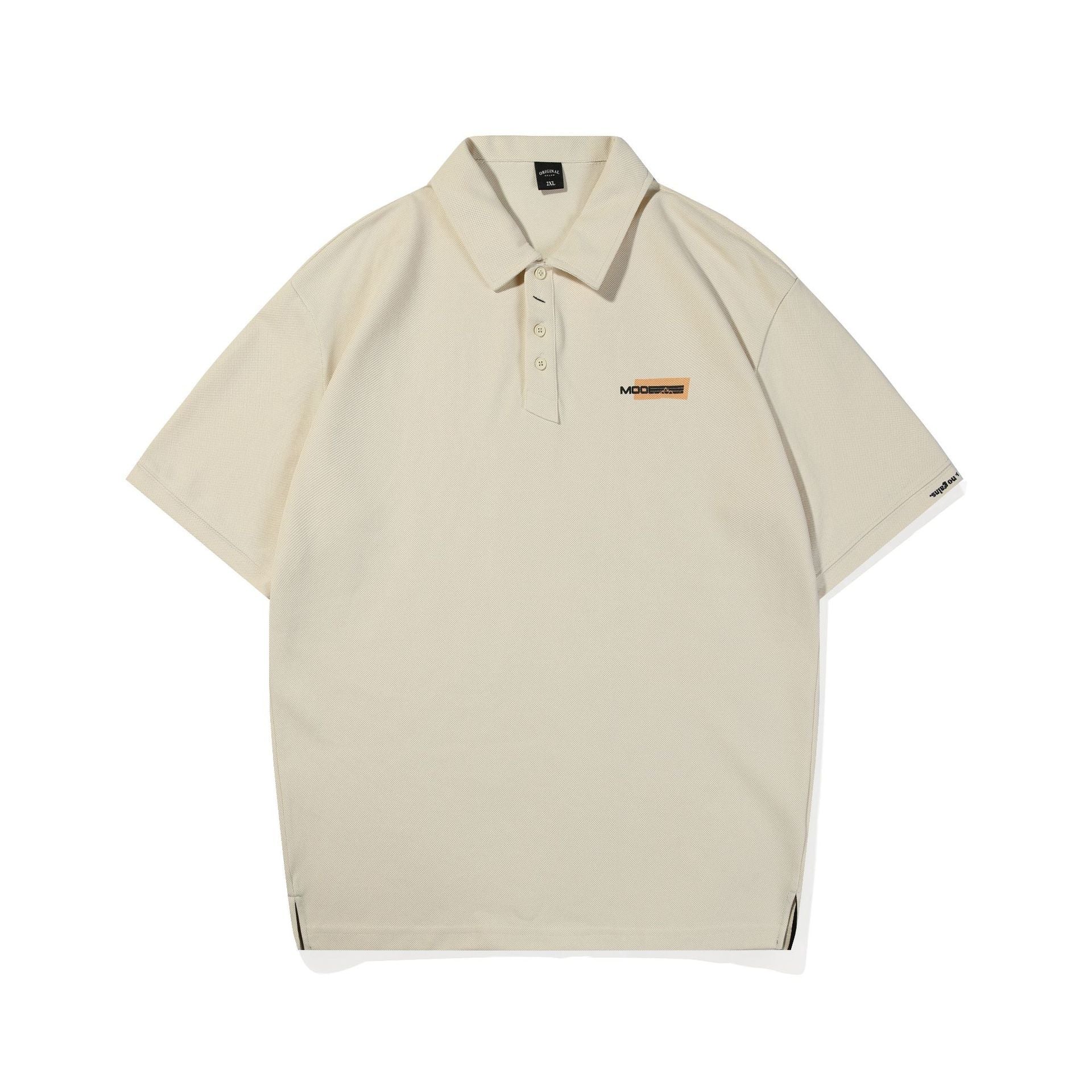 Retro Texture Embroidered Polo T shirt