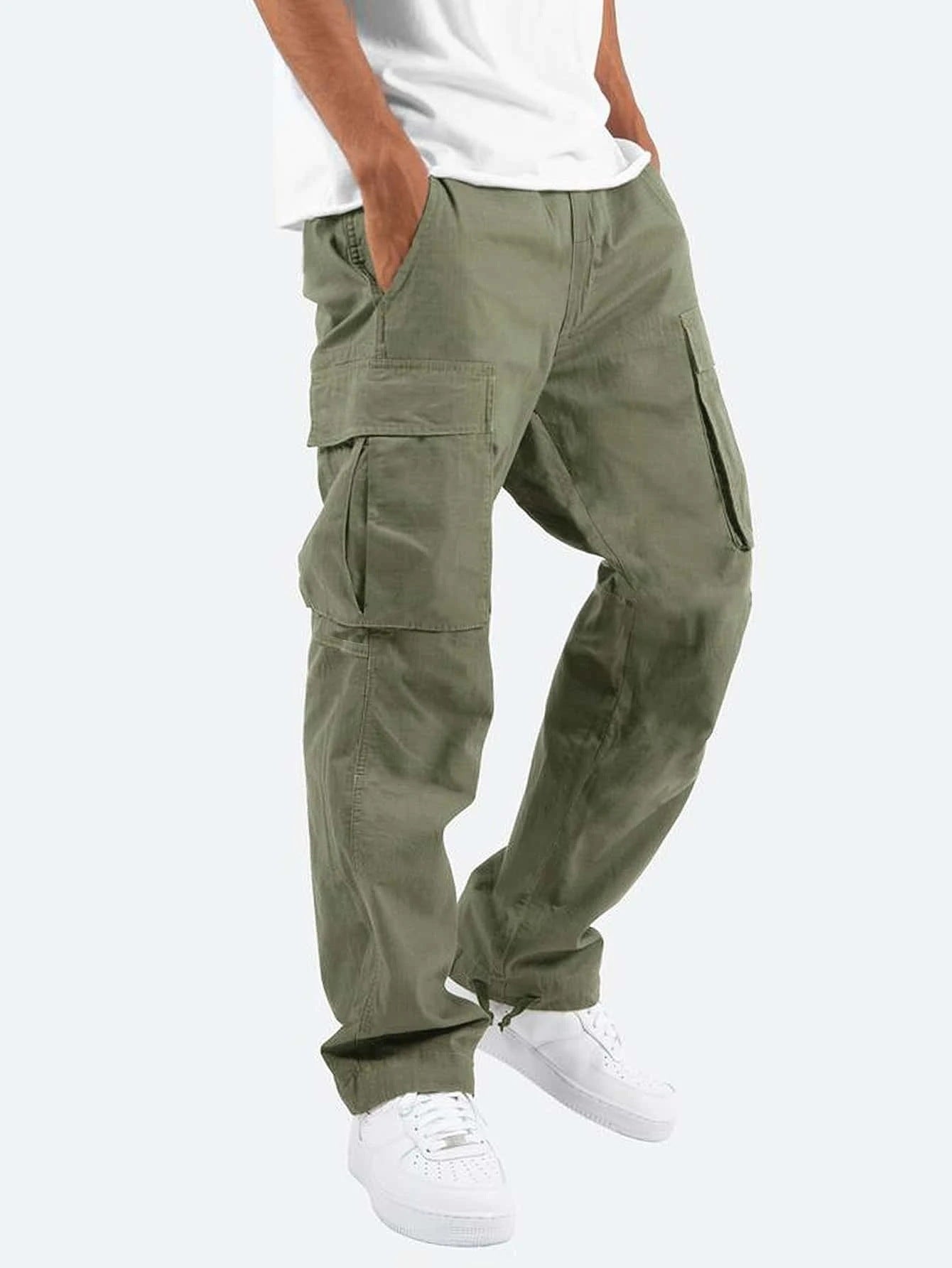 Drawstring Multi Pocket Casual Pants