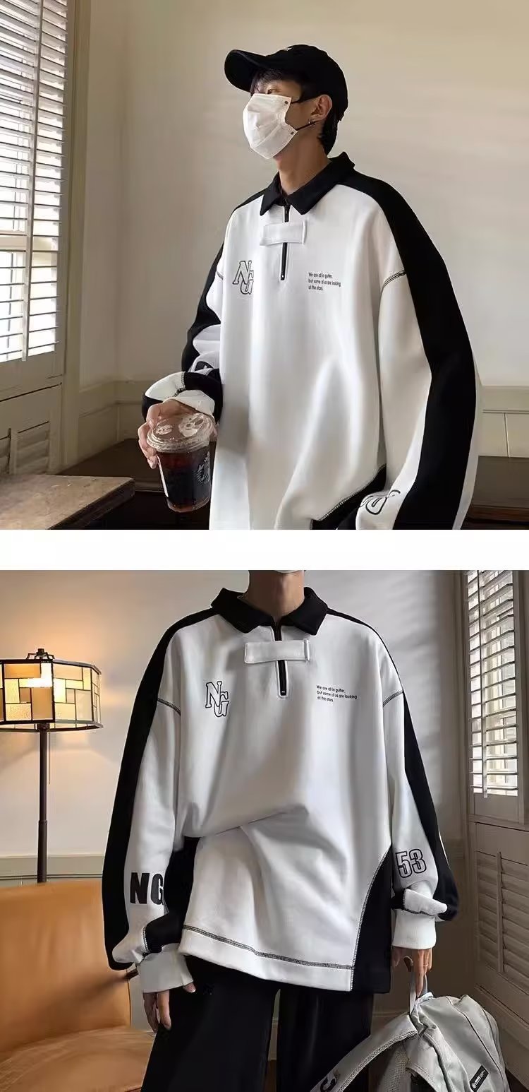 Off the shoulder Lapel Polo Shirt Couple Coat