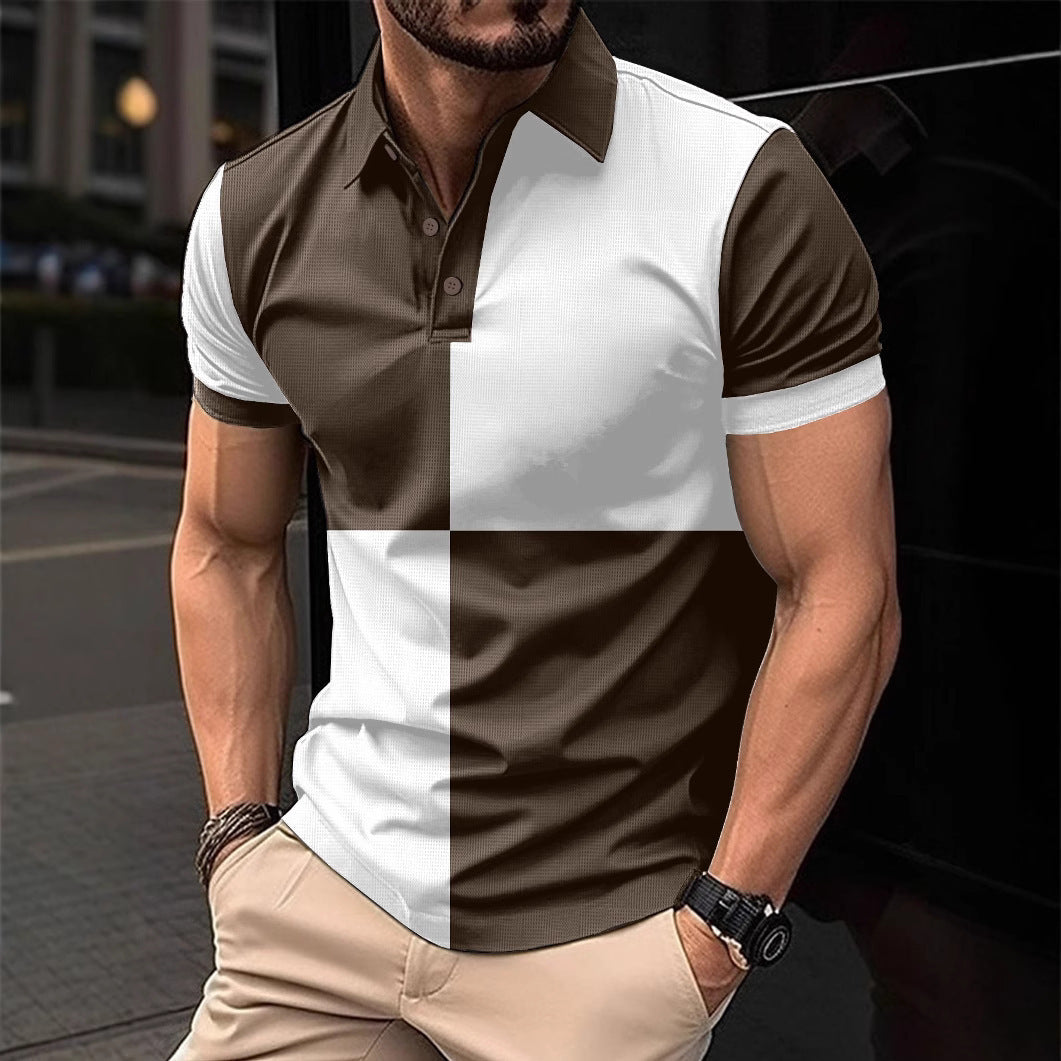 Casual Sports Short Sleeve Color Stitching Polo