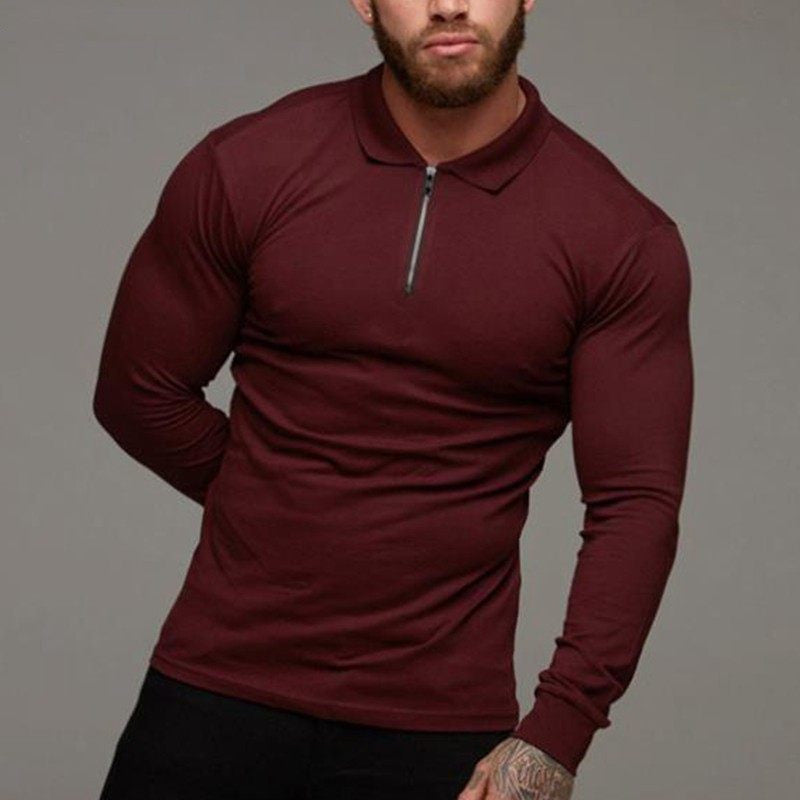 Men Long Sleeve Polo T Shirt