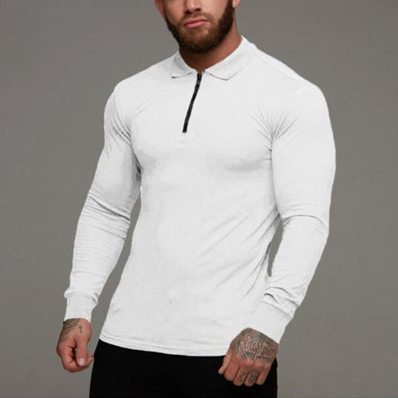 Men Long Sleeve Polo T Shirt
