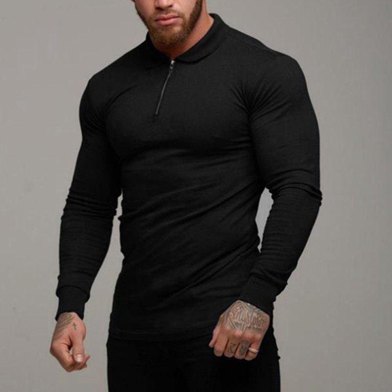 Men Long Sleeve Polo T Shirt