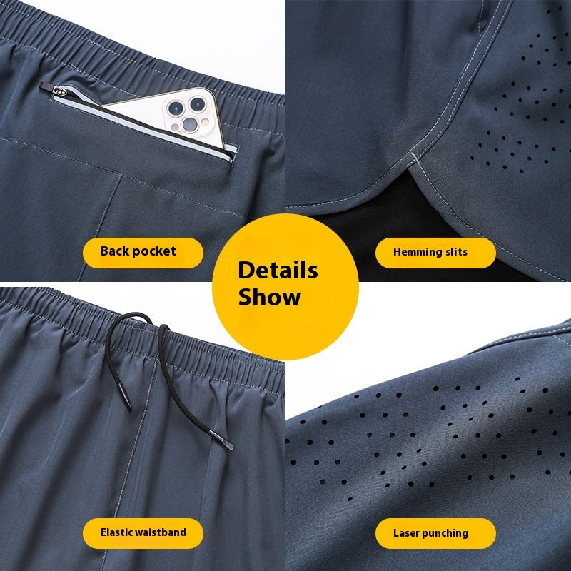 Men's Loose Three-point Quick-drying Lined Anti-exposure Double-layer Fitness Shorts